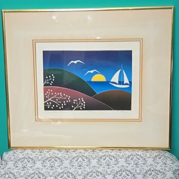 Vintage Misha Moracha Signed Sea Time MCM Pop Art Framed Artwork